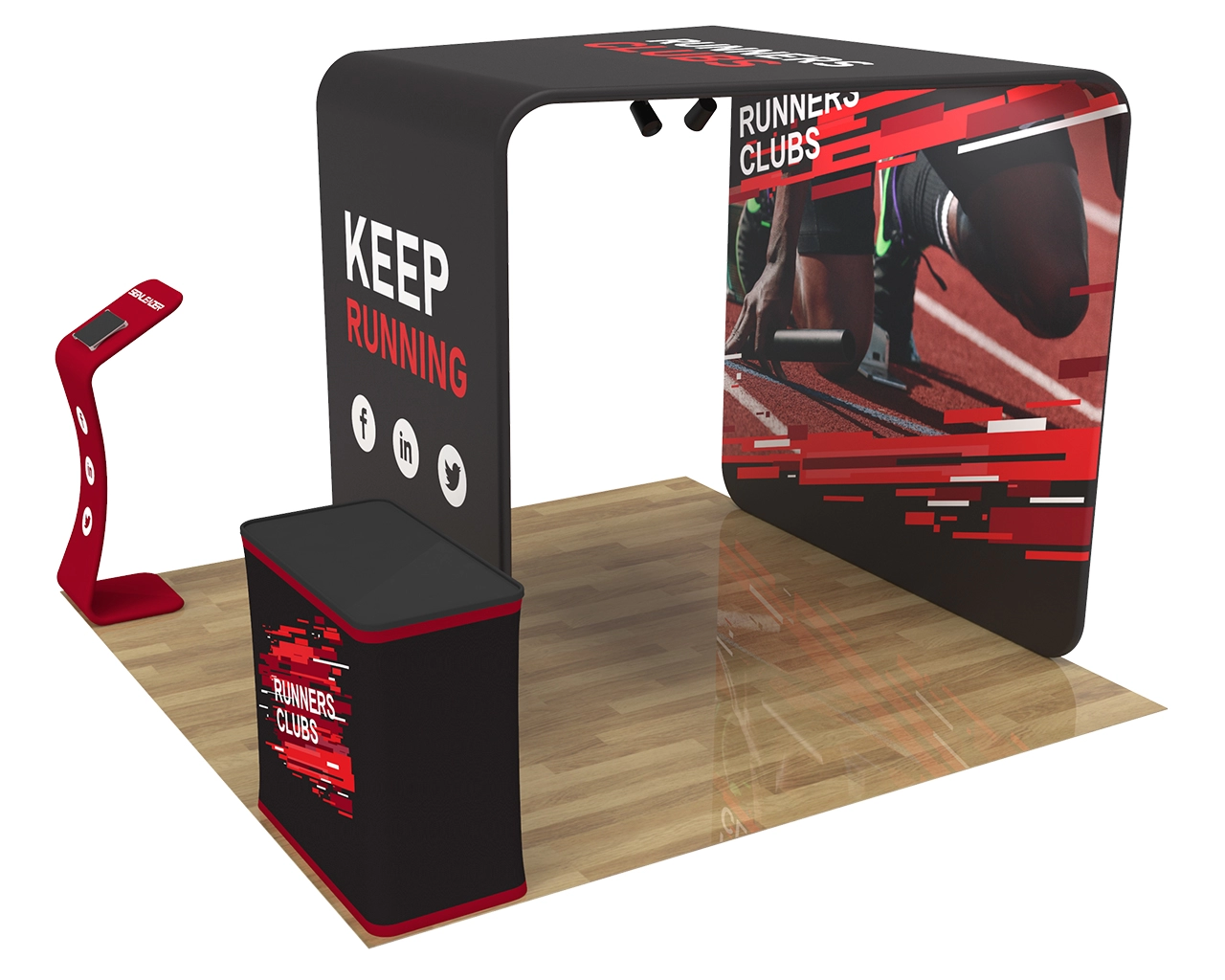 10x10 Custom Portable Trade Show Booth Kit S for Sportswear & Running Equipment