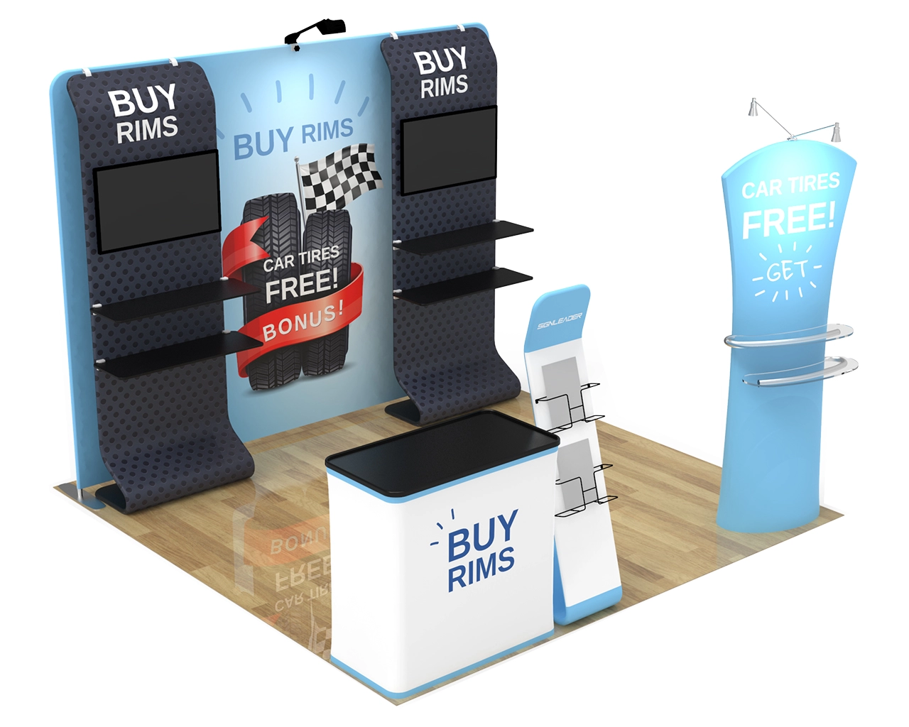 10x10 Portable Trade Show Booth Kit W for Auto Parts & Tires