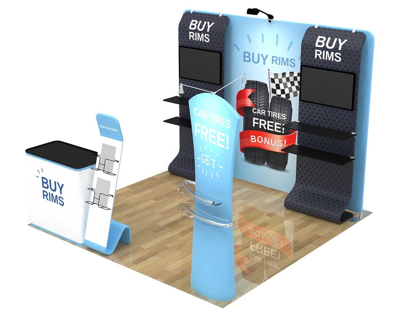 10x10 Portable Trade Show Booth Kit W for Auto Parts & Tires
