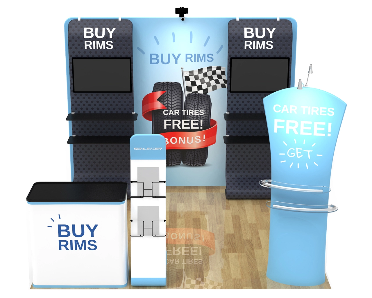 10x10 Portable Trade Show Booth Kit W for Auto Parts & Tires