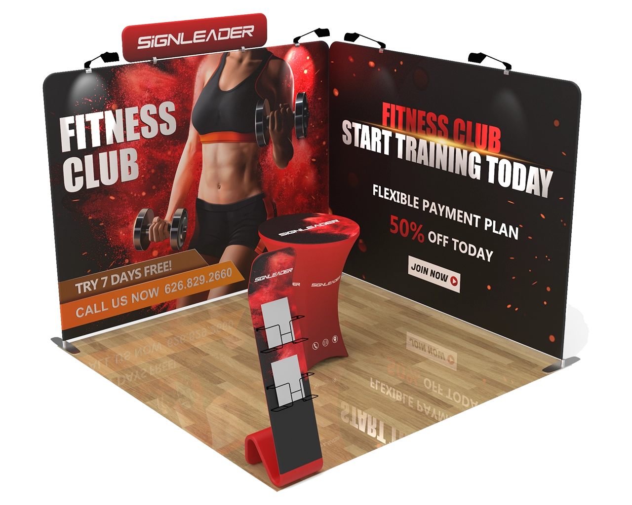 Custom Trade Show Booth Kit X for Fitness & Health - 10ft & 20ft Options