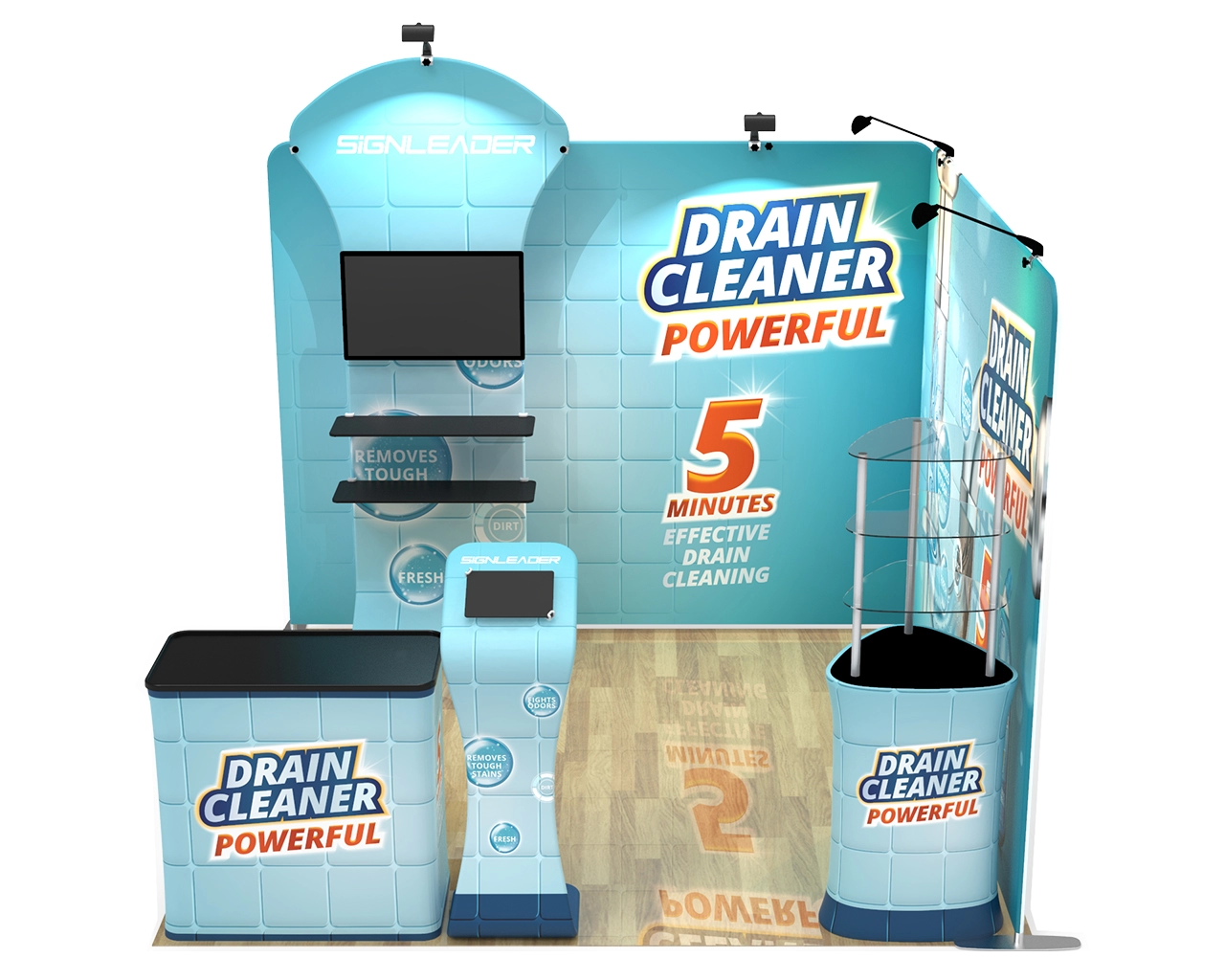 Custom Trade Show Booth Kit Z for Cleaning & Drainage Solutions — 10ft & 20ft Options