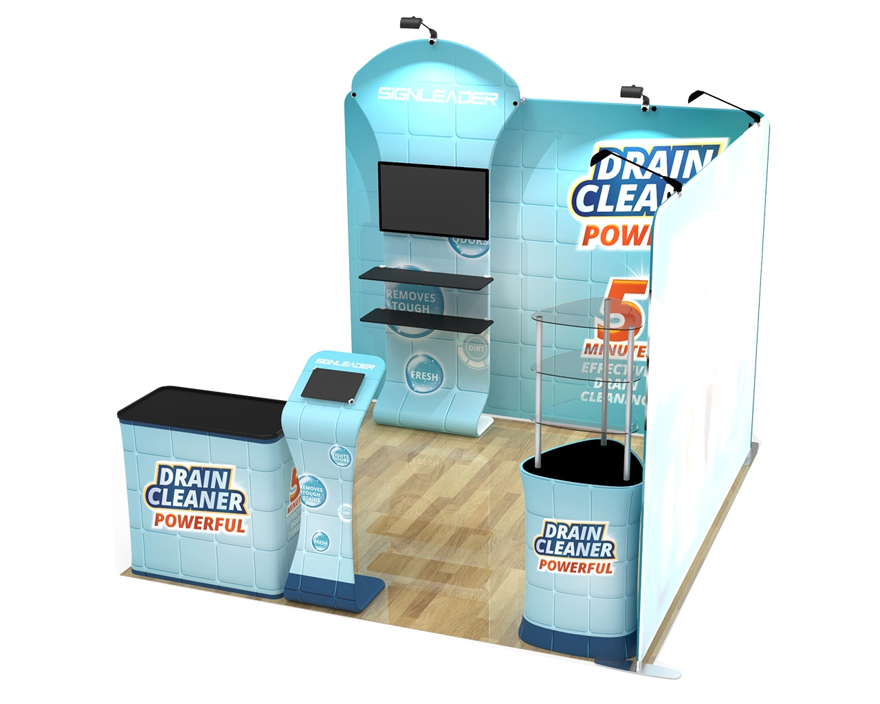 Custom Trade Show Booth Kit Z for Cleaning & Drainage Solutions — 10ft & 20ft Options