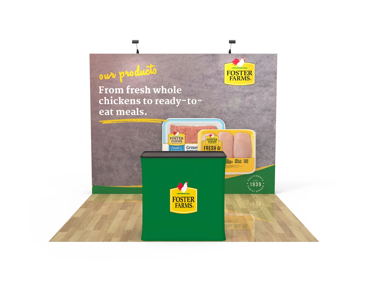 10ft Straight Velcro Fabric Pop Up Display With Podium Case|Portable Trade Show Booth