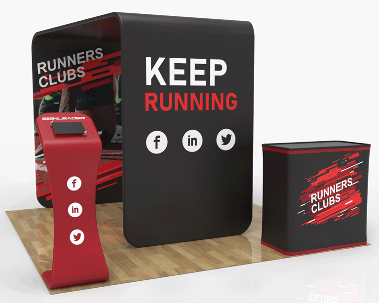 10x10 Custom Portable Trade Show Booth Kit S for Sportswear & Running Equipment