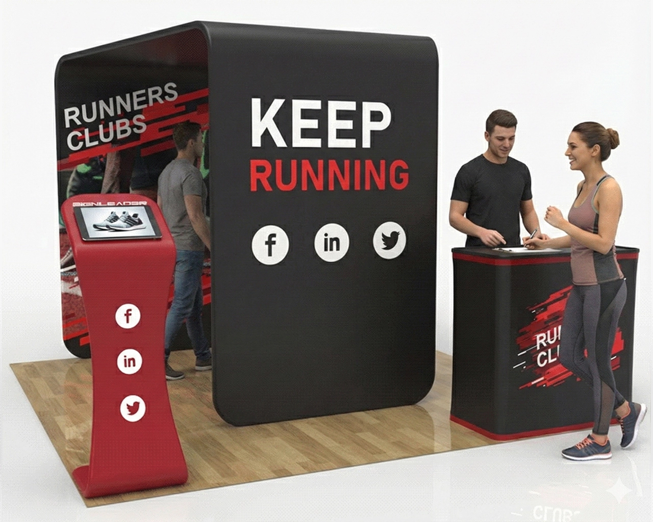 10x10 Custom Portable Trade Show Booth Kit S for Sportswear & Running Equipment
