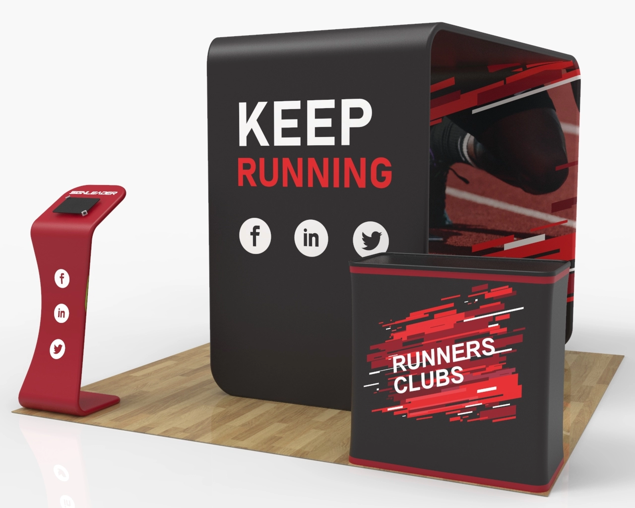 10x10 Custom Portable Trade Show Booth Kit S for Sportswear & Running Equipment
