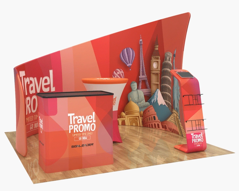 10x10 Custom Trade Show Booth Kit L for Travel Agencies & Destination Marketing​