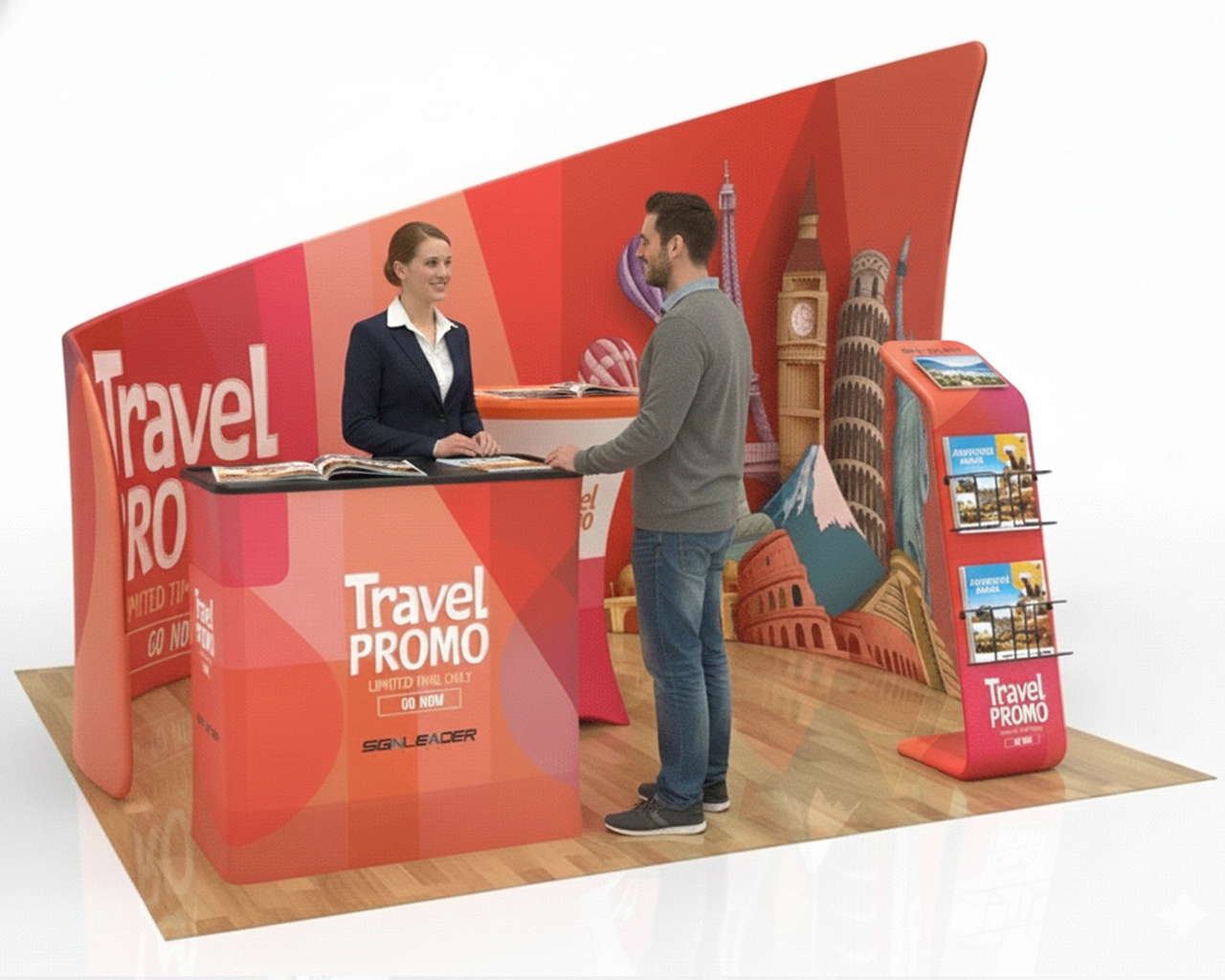 10x10 Custom Trade Show Booth Kit L for Travel Agencies & Destination Marketing​
