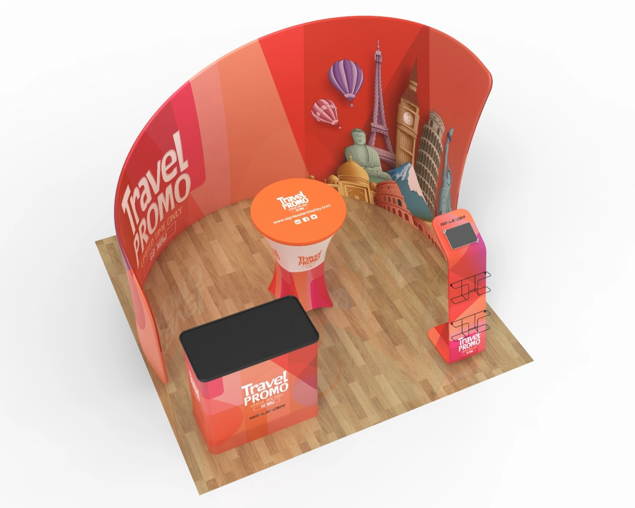 10x10 Custom Trade Show Booth Kit L for Travel Agencies & Destination Marketing​