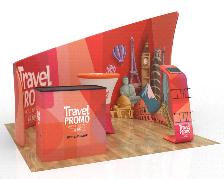10x10 Custom Trade Show Booth Kit L for Travel Agencies & Destination Marketing​