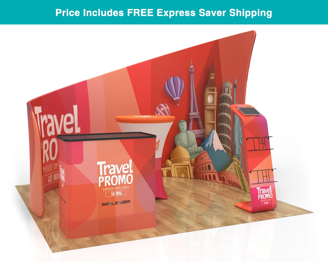 10x10 Custom Trade Show Booth Kit L for Travel Agencies & Destination Marketing​