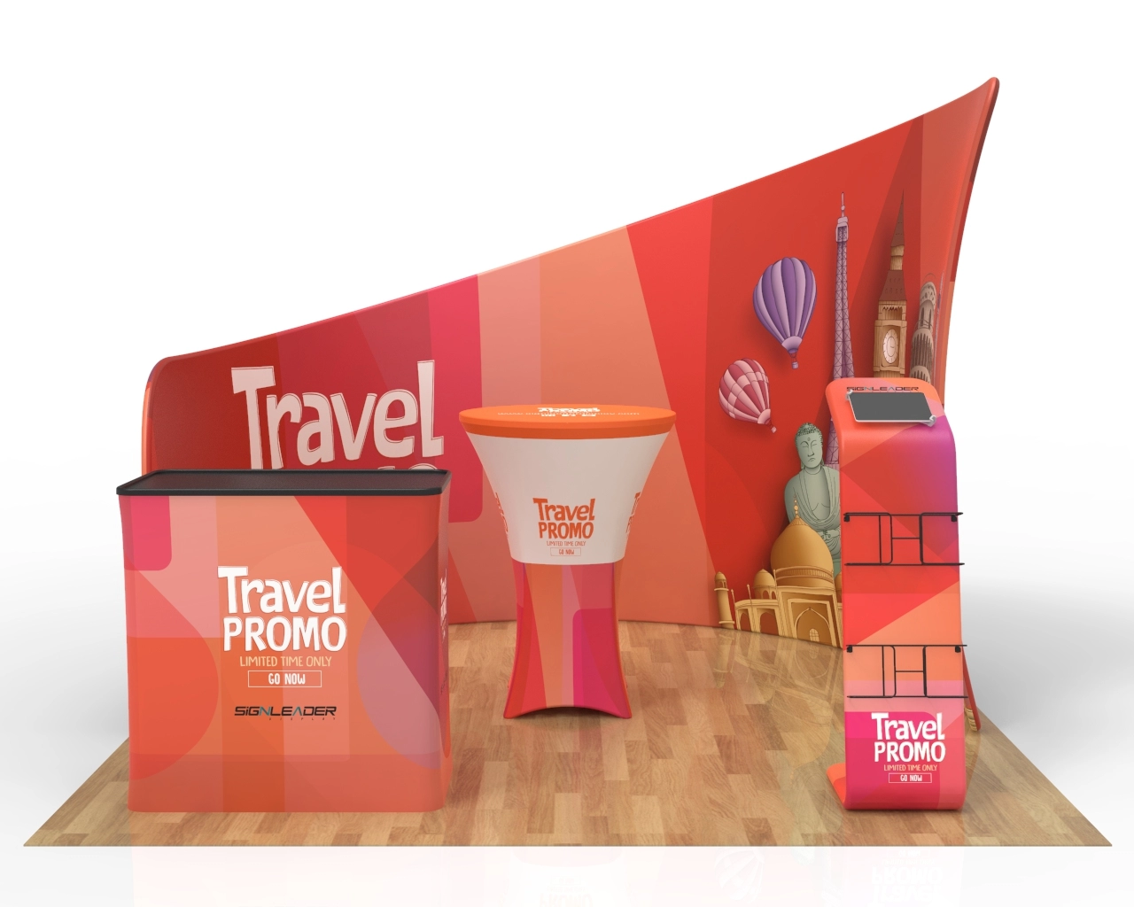 10x10 Custom Trade Show Booth Kit L for Travel Agencies & Destination Marketing​