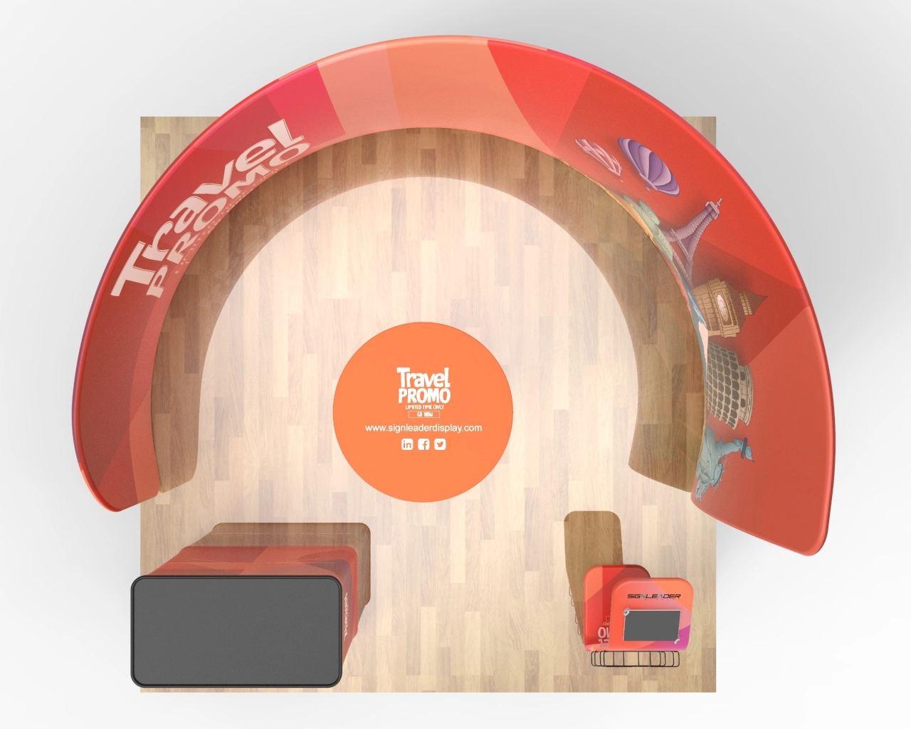 10x10 Custom Trade Show Booth Kit L for Travel Agencies & Destination Marketing​