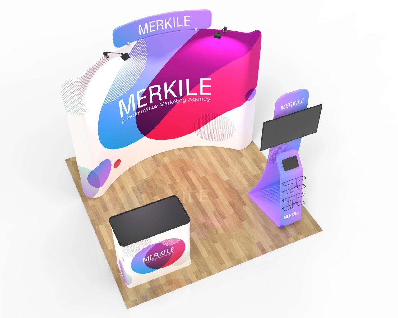 10x10 Custom Trade Show Booth Package 28 for SaaS, Marketing & EdTech Exhibitions