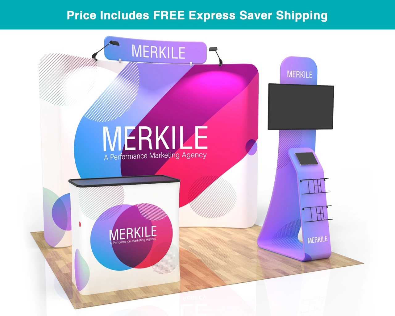 10x10 Custom Trade Show Booth Package 28 for SaaS, Marketing & EdTech Exhibitions