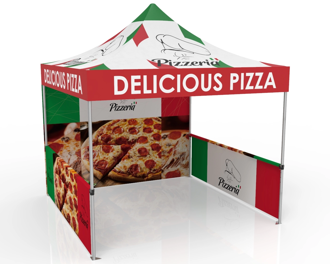 10x10 Full Color Printed Canopy Tent with Backwall and Sidewalls