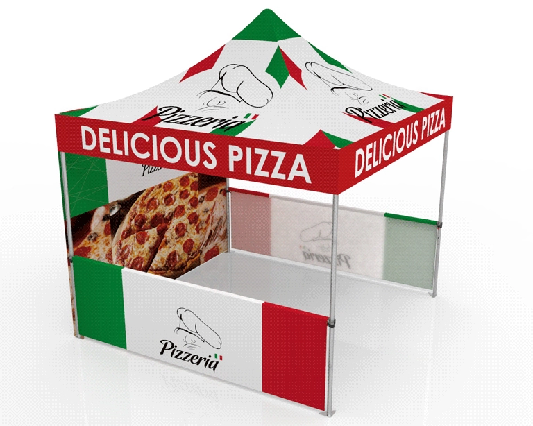10x10 Full Color Printed Canopy Tent with Backwall and Sidewalls