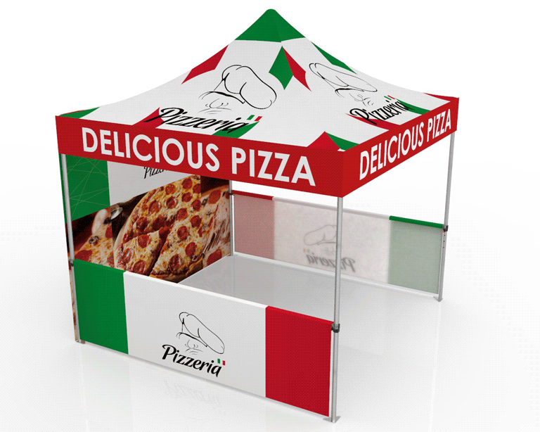 10x10 Full Color Printed Canopy Tent with Backwall and Sidewalls