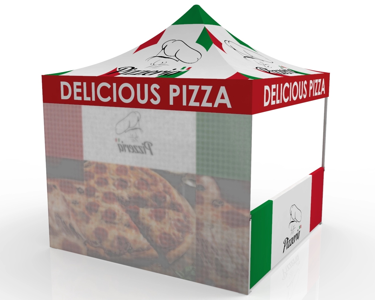 10x10 Full Color Printed Canopy Tent with Backwall and Sidewalls