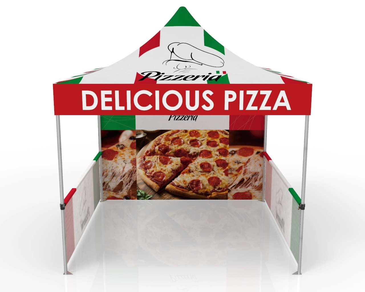10x10 Full Color Printed Canopy Tent with Backwall and Sidewalls