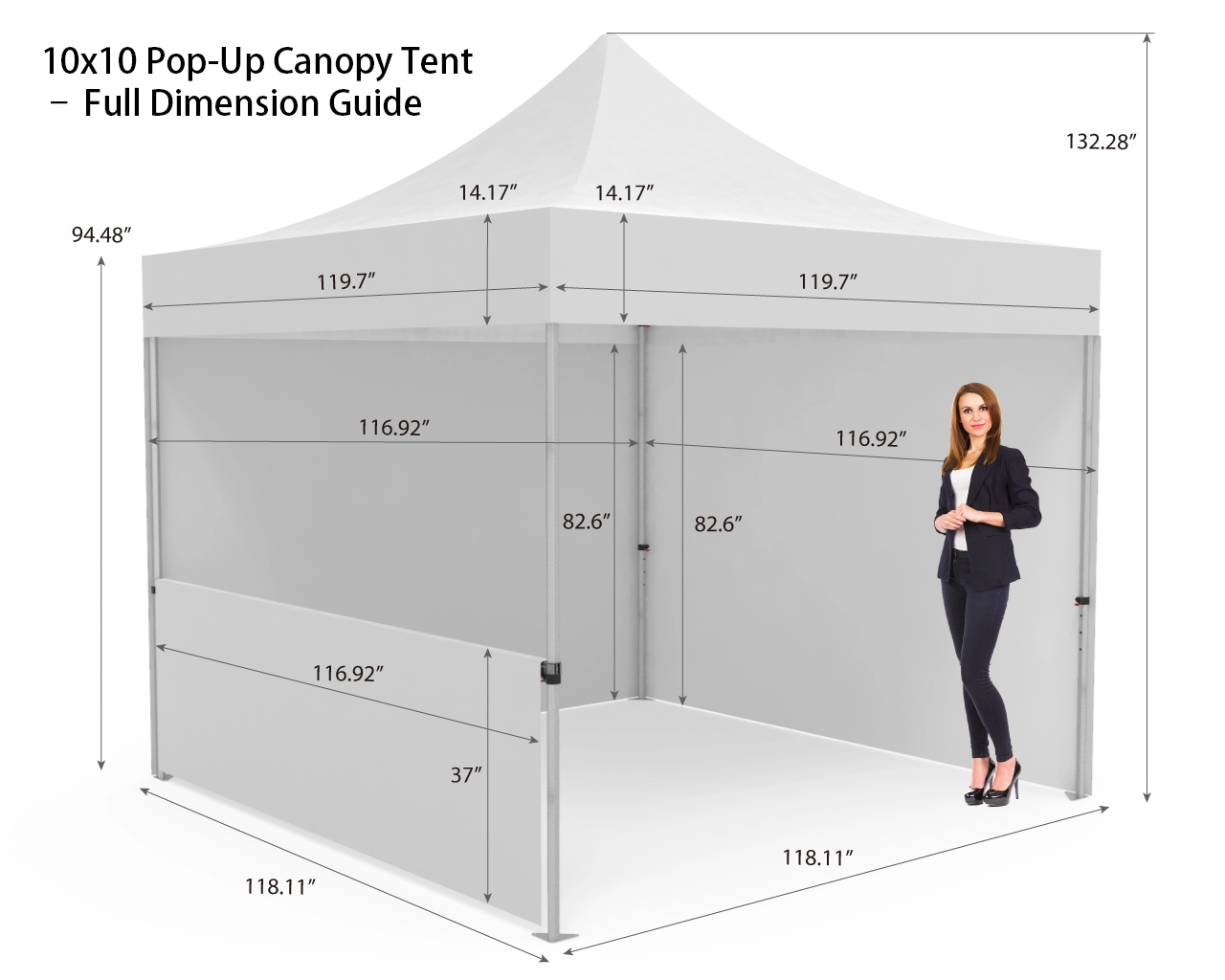 10x10 Full Color Canopy Tent With Sidewalls Animated