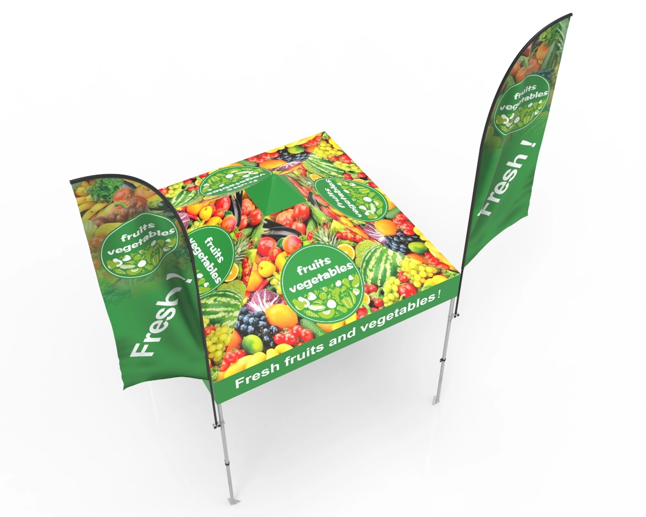 10x10 Pop Up Canopy Tent with Advertising Flags for Events