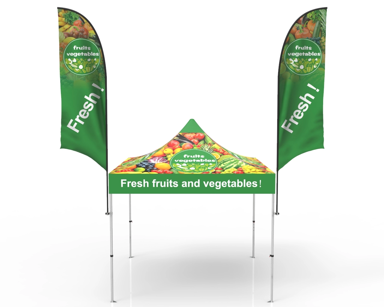 10x10 Pop Up Canopy Tent with Advertising Flags for Events