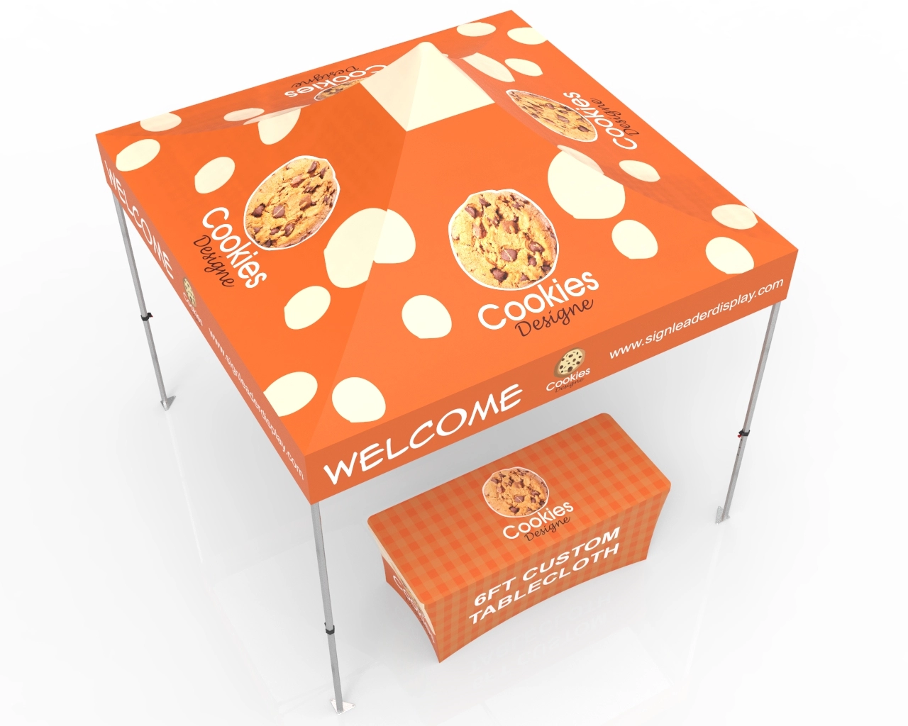 10x10 Pop Up Canopy Tent with Custom Table Cover for Events