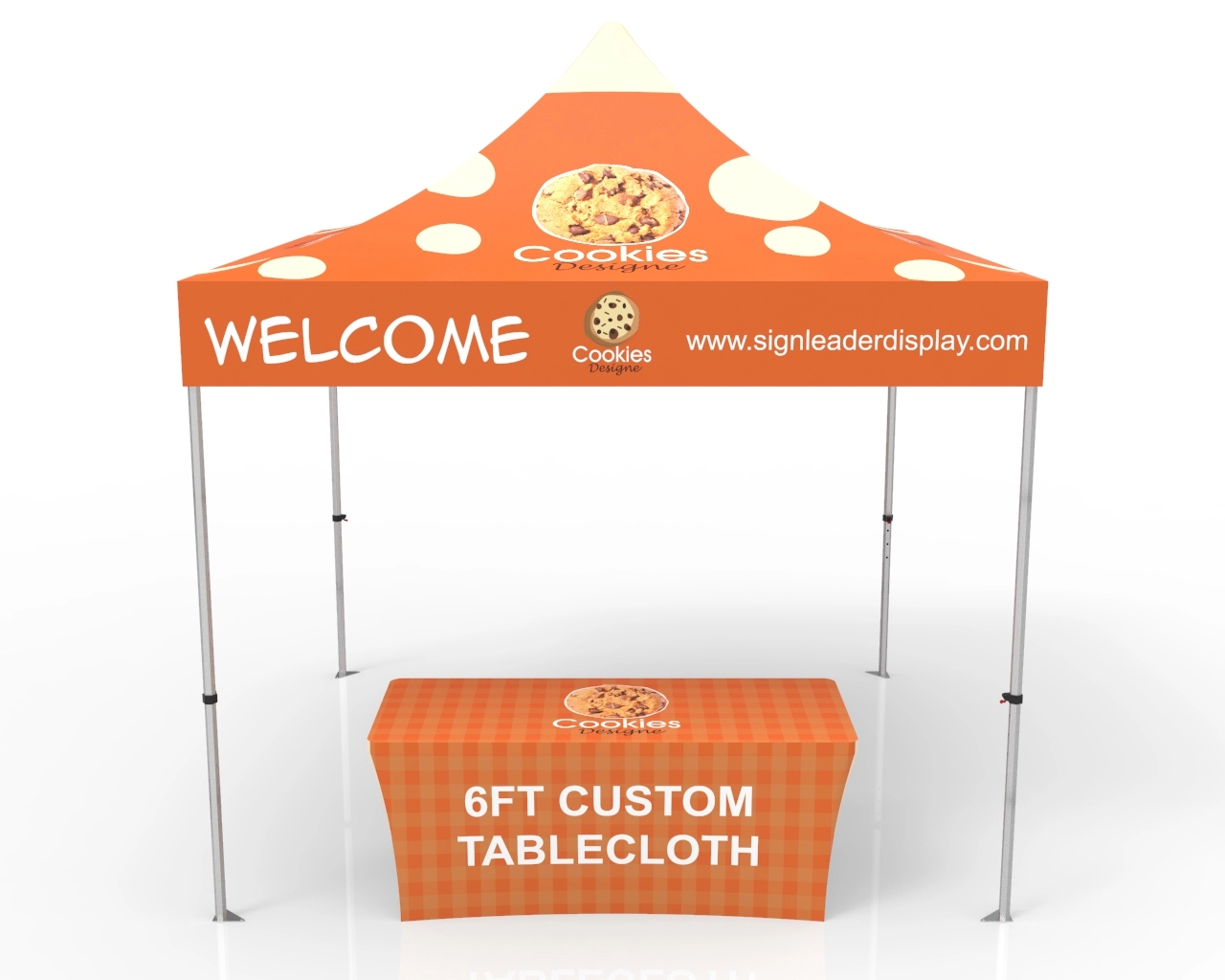 10x10 Pop Up Canopy Tent with Custom Table Cover for Events
