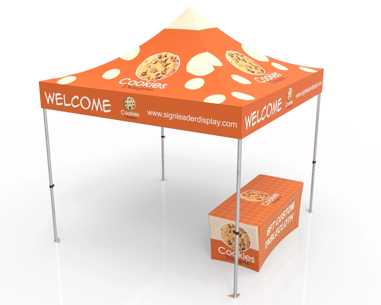 10x10 Pop Up Canopy Tent with Custom Table Cover for Events