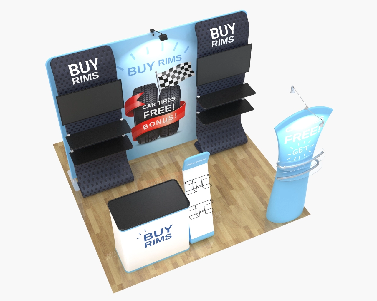 10x10 Portable Trade Show Booth Kit W for Auto Parts & Tires