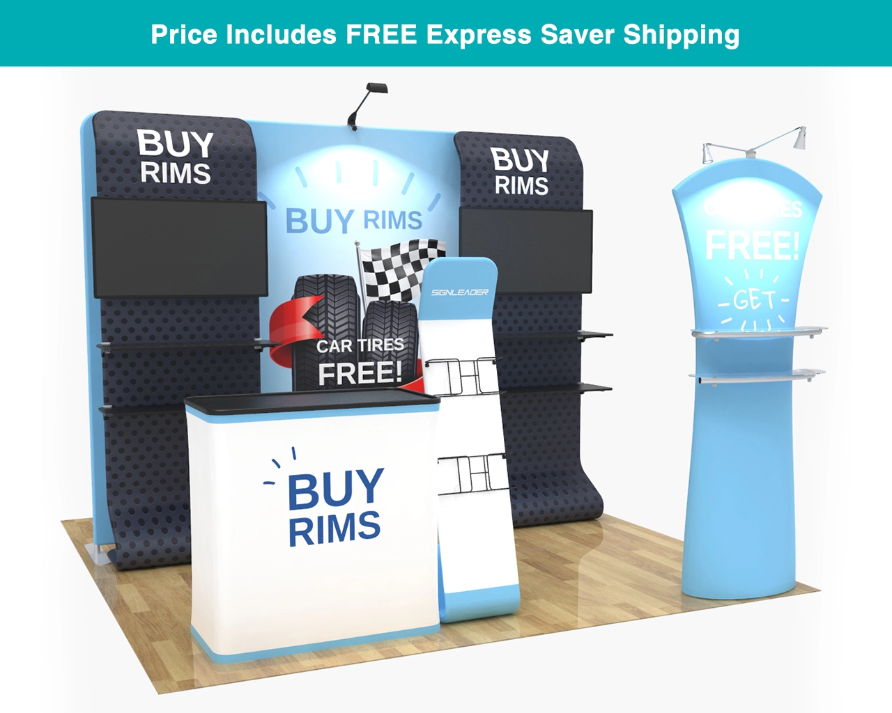 10x10 Portable Trade Show Booth Kit W for Auto Parts & Tires