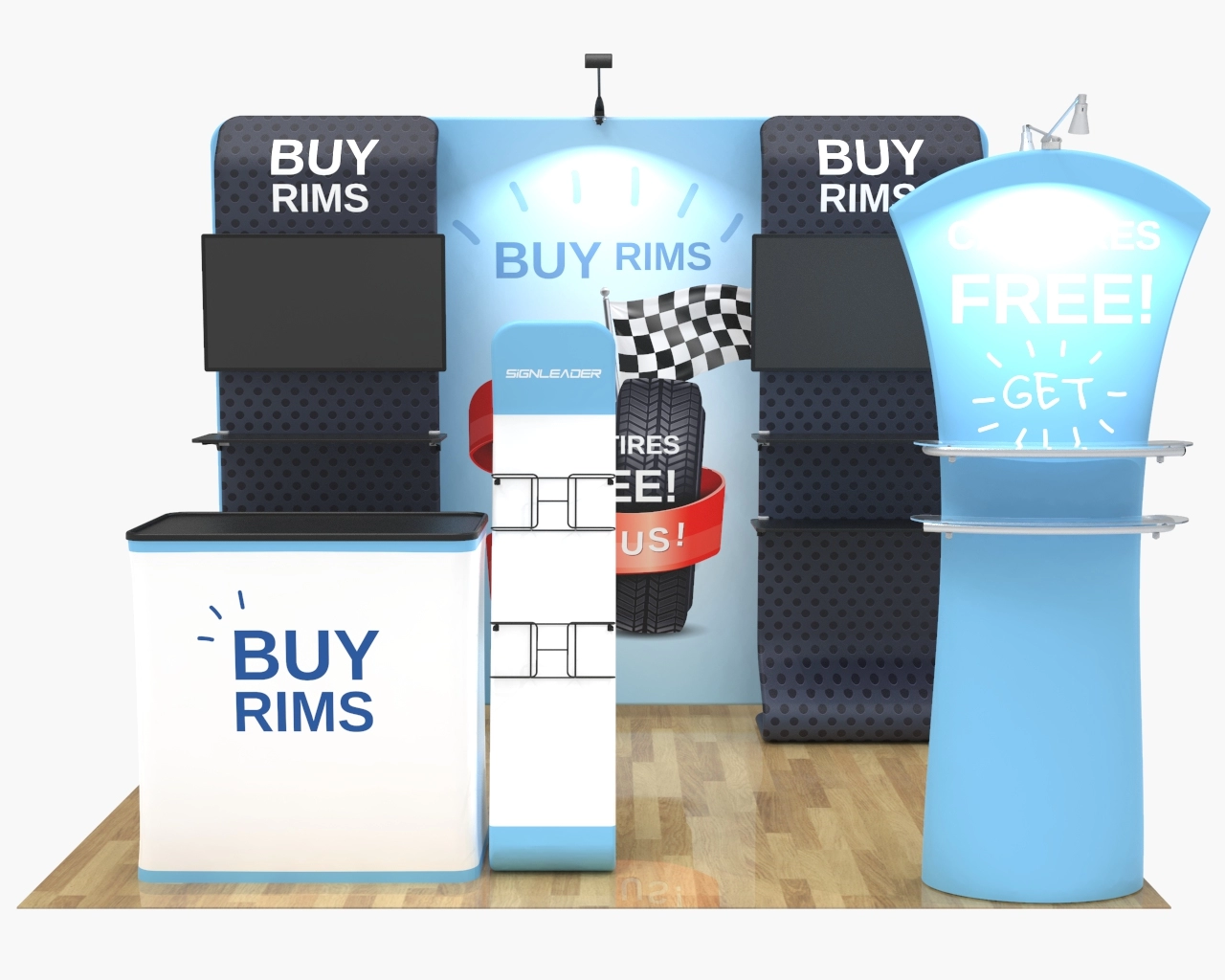 10x10 Portable Trade Show Booth Kit W for Auto Parts & Tires