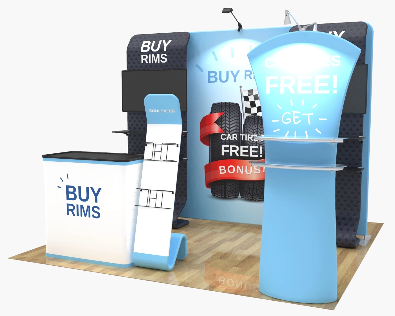 10x10 Portable Trade Show Booth Kit W for Auto Parts & Tires