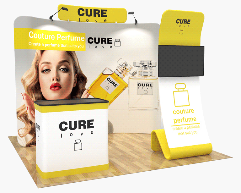 10x10ft Trade Show Booth Package 24 for Perfume & Beauty Brands – Fragrance Show Ready
