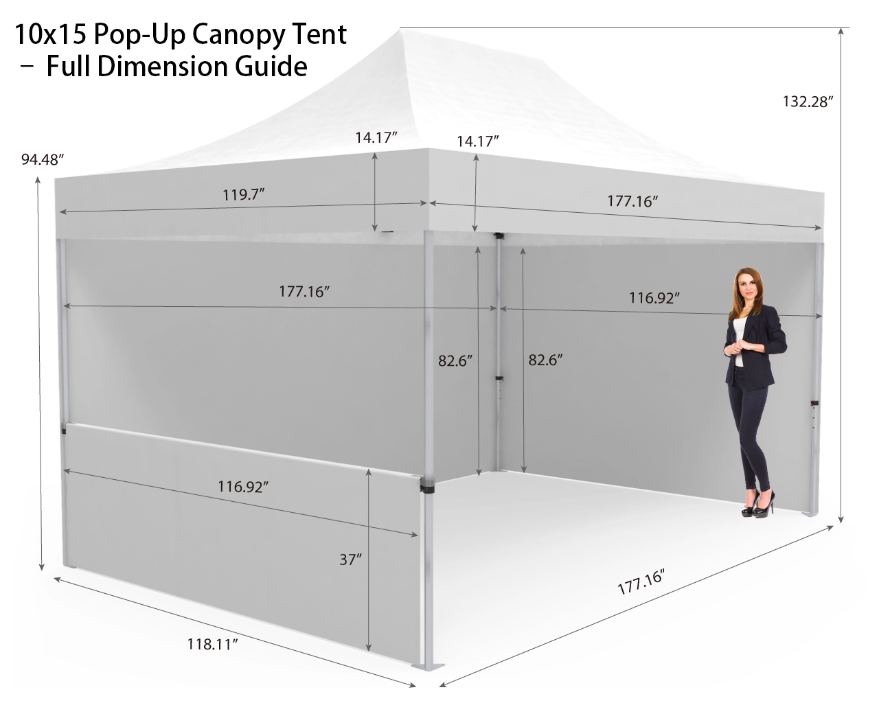 10x15 Event Canopy Tent with 3 Backwalls
