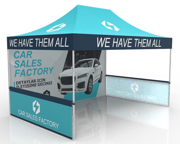 10x15 Event Canopy Tent with Backwall and Half Sidewalls
