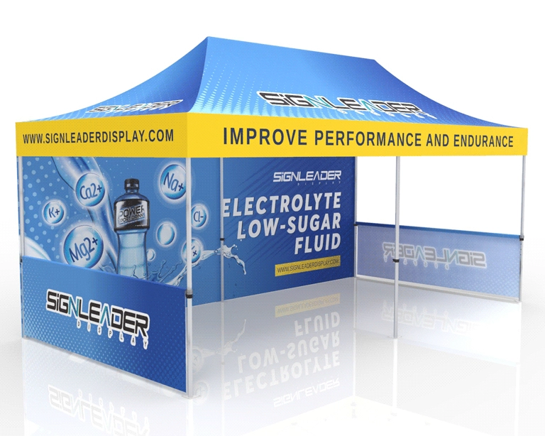 10x20 Advertising Canopy Tent with Backwall and Half Sidewalls