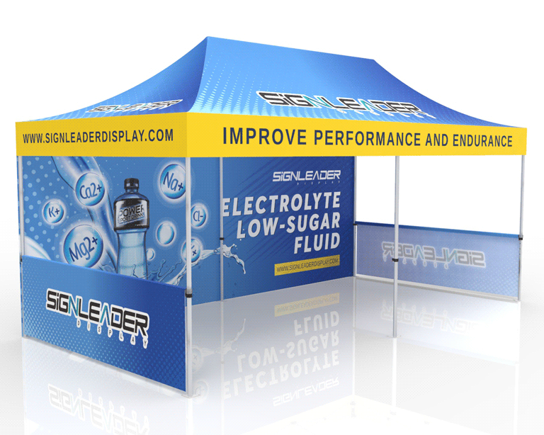 10x20 Advertising Canopy Tent with Backwall and Half Sidewalls