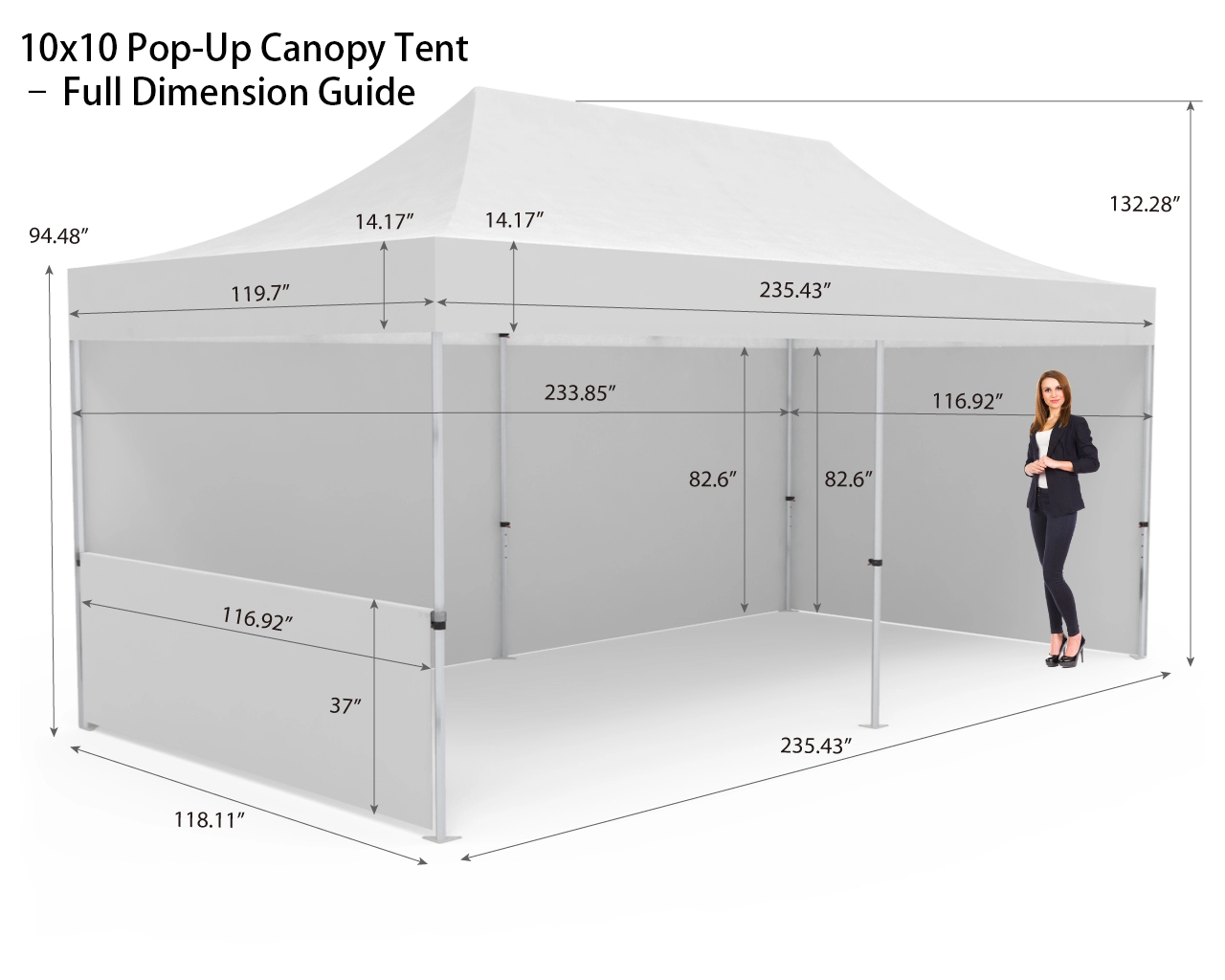 10x20 Advertising Canopy Tent Half Sidewalls Animated
