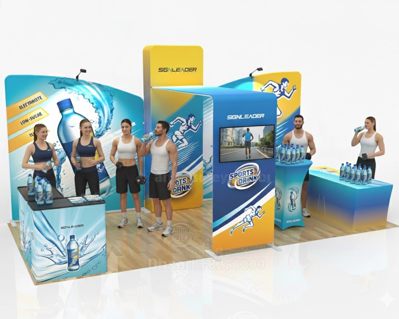 10x20ft Commercial Trade Show Booth Q for Sports Drinks, Functional Beverages & Health Drinks