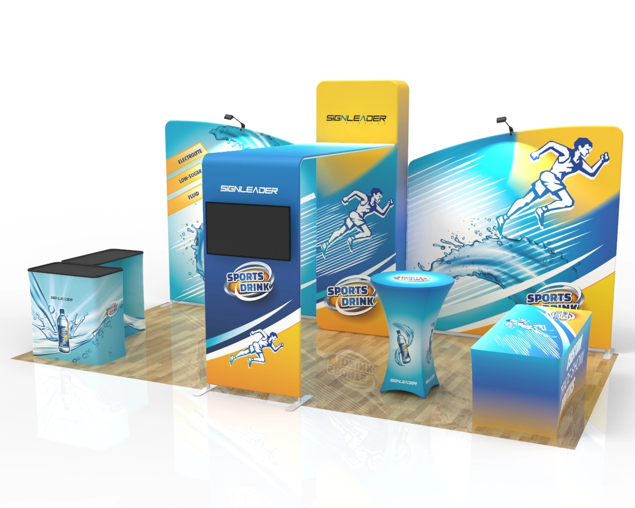 10x20ft Commercial Trade Show Booth Q for Sports Drinks, Functional Beverages & Health Drinks