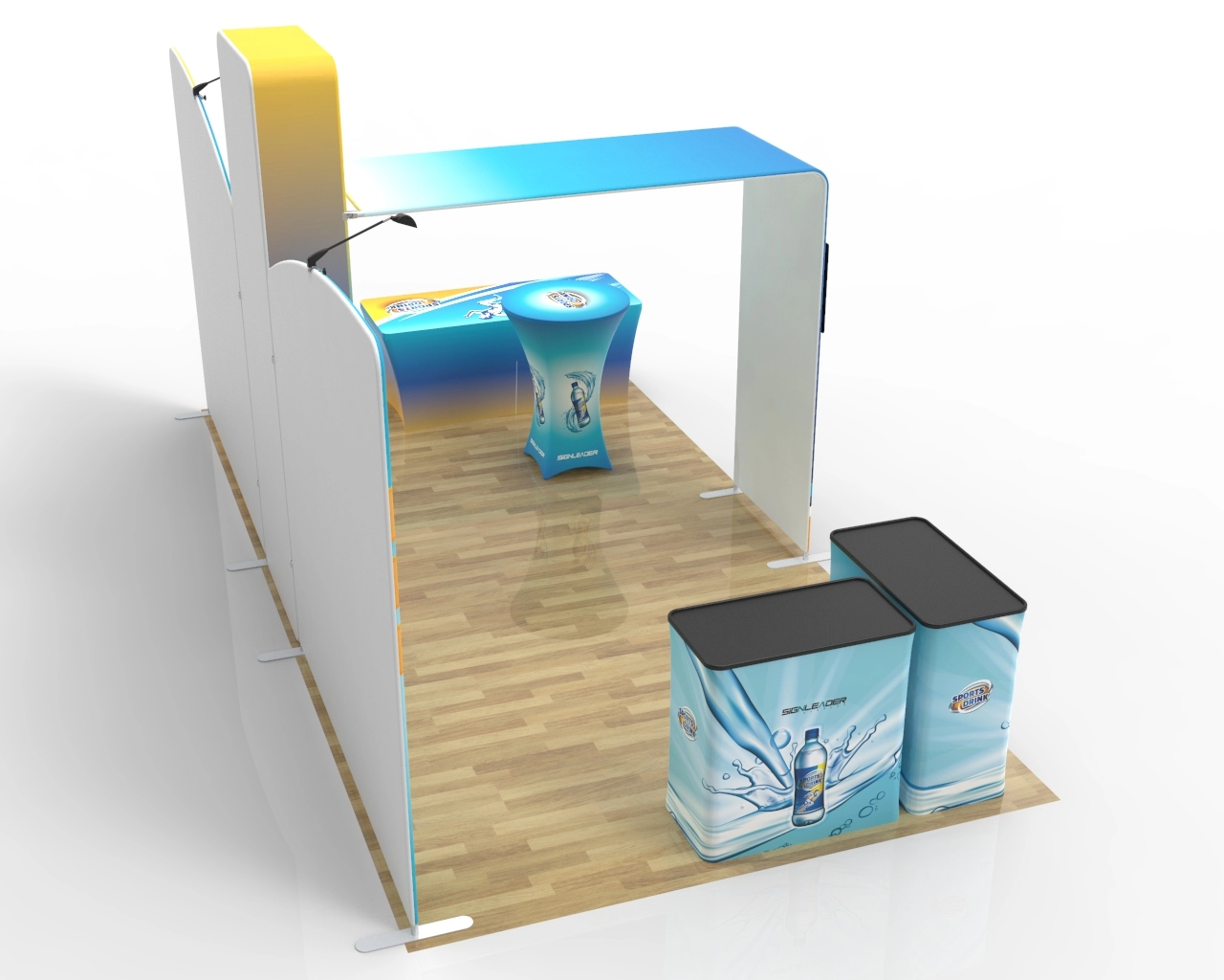 10x20ft Commercial Trade Show Booth Q for Sports Drinks, Functional Beverages & Health Drinks