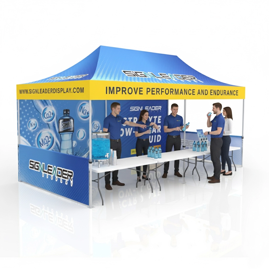 10x20 Advertising Canopy Tent with Backwall and Half Sidewalls