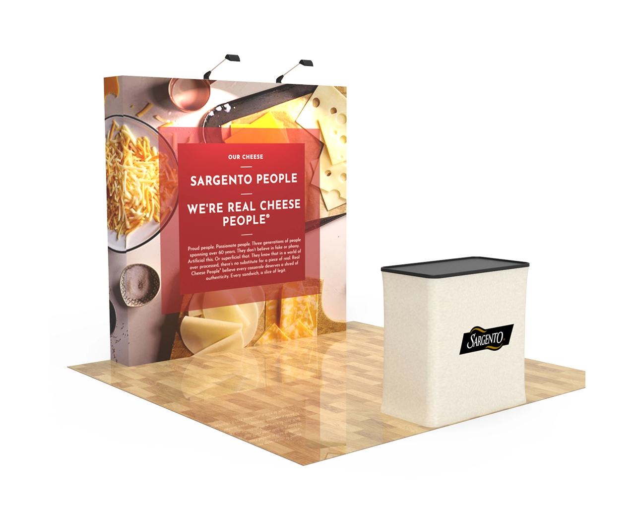 8ft Straight Velcro Fabric Pop Up Display With Podium Case|Portable Trade Show Booth