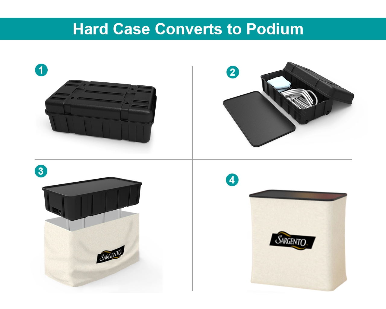 8ft Straight Velcro Fabric Pop Up Display With Podium Case|Portable Trade Show Booth