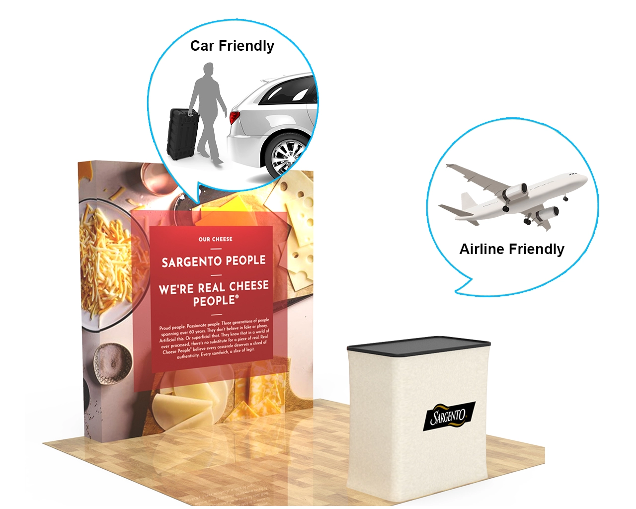 8ft Straight Velcro Fabric Pop Up Display With Podium Case|Portable Trade Show Booth