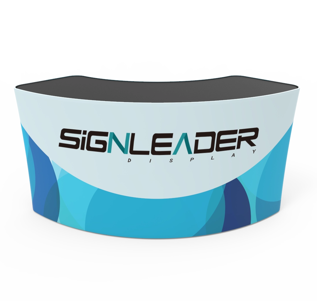 Portable 5ft U Shaped Curved Trade Show Reception Desk With Graphics