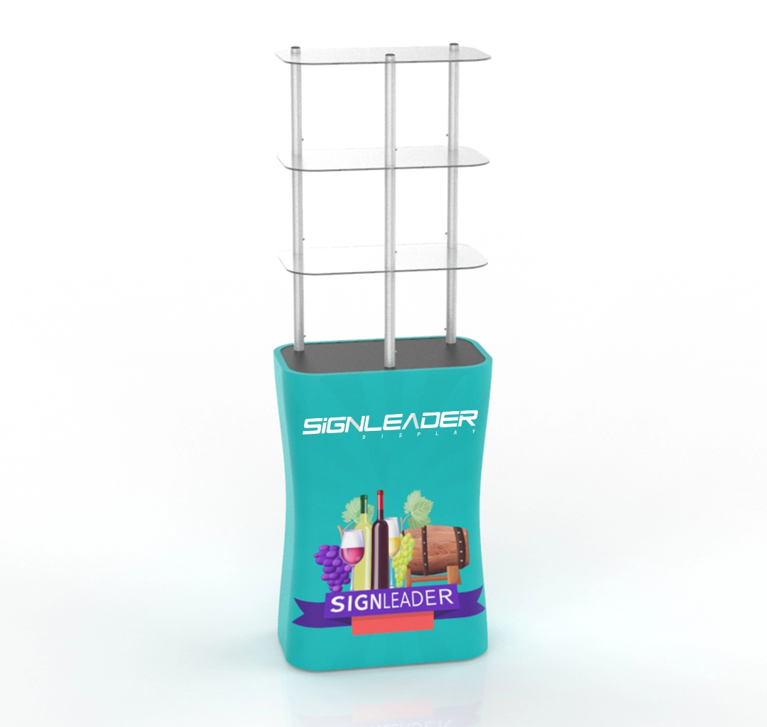 Portable Rectangular Display Rack Display Tower Counter With Graphic Main